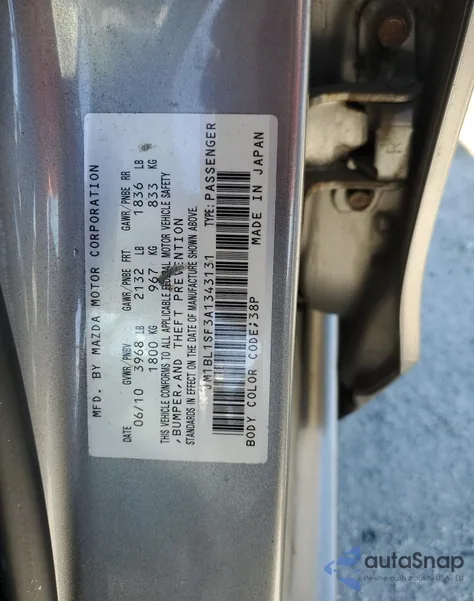 2010 Mazda 3 I from USA, damaged, VIN JM1BL1SF3A1343131